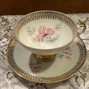 Elegant Floral Teacup and Saucer Set